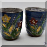 K13. Pair of pottery saki cups. 3”h - $16 